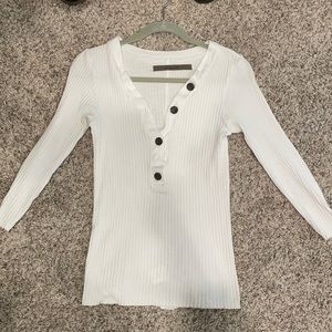 Enza Costa White Button Thermal Top